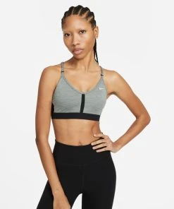 Nike Women's DRI-FIT Indy Sports Bra (084 - Smoke Grey/Pure/Black/White)