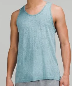 Lululemon Men's Metal Vent Breathe Tank (Covered Camp Soft Denim/Sheer Blue)