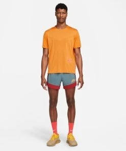 Nike Men’s DRI-FIT Rise 365 Trail Running Short Sleeve (738 - Light Curry/Habanero Red) -New balance-shop 09F79D30 A270 459D 8564 2B2C7BB35B08