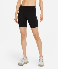 Nike Women's Epic Luxe Trail Running Shorts (010 - Black/Dark Smoke Grey/Reflective Silver)