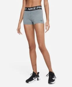 Nike Women's Pro 3" Shorts (084 - Smoke Grey/Heather/Black/Black)
