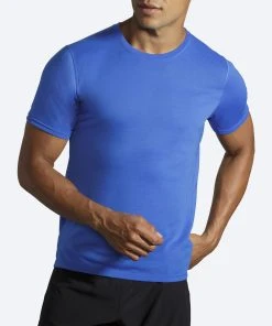 BROOKS Men's Distance Short Sleeve (471 - Heather Bluetiful) -New balance-shop 211323 471 ma distance mens short sleeve running shirt scaled