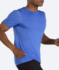 BROOKS Men's Distance Short Sleeve (471 - Heather Bluetiful) -New balance-shop 211323 471 mv distance mens short sleeve running shirt scaled