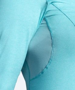 BROOKS Women's Dash 1/2 Zip (456 - Heather Vivid Teal) -New balance-shop 221433 456 d1 dash half zip womens long sleeve running shirt