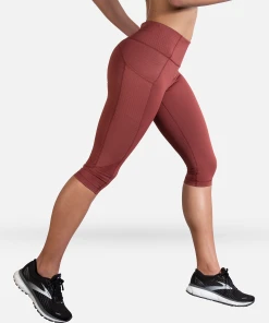 BROOKS Women's Method 1/2 Crop Tight (648 - Terracotta Print) -New balance-shop 221477 648 mv Method 12 Crop Tight