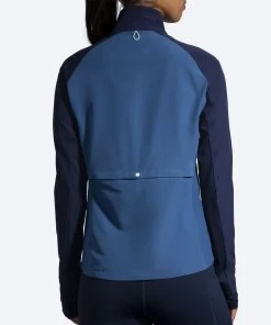BROOKS Women’s Fusion Hybrid Jacket (463 - Navy/Blue Ash/Ice Blue) -New balance-shop 221499 463 mb fusion hybrid jacket womens running jacket