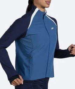 BROOKS Women’s Fusion Hybrid Jacket (463 - Navy/Blue Ash/Ice Blue) -New balance-shop 221499 463 mv fusion hybrid jacket womens running jacket