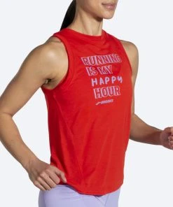 BROOKS Women's Distance Graphic Tank (624 - Jamberry/Happy Hour) -New balance-shop 221542 624 mv distance graphic tank womens sleeveless running top
