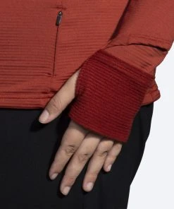 BROOKS Women's Notch Thermal Hoodie 2.0 (692 - Copper) -New balance-shop 221568 692 d3 notch thermal hoodie womens long sleeve running shirt