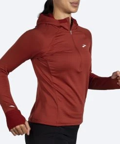 BROOKS Women's Notch Thermal Hoodie 2.0 (692 - Copper) -New balance-shop 221568 692 mv notch thermal hoodie womens long sleeve running shirt
