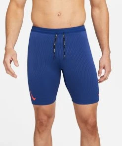 Nike Men's DRI-FIT ADV Aeroswift 1/2 Length Racing Tights (455 - Deep Royal Blue/Bright Crimson)