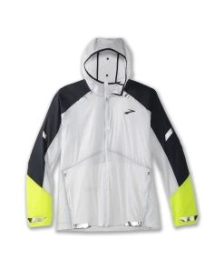 BROOKS Men’s Run Visible Convertible Jacket (134 - White/Asphalt/Nightlife)