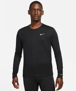Nike Men’s DRI-FIT Miler Long Sleeve (010 - Black/Reflective Silver)