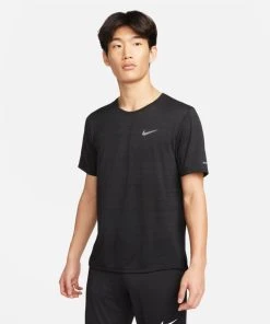 Nike Men’s DRI-FIT Miler Short Sleeve (010 - Black/Reflective Silver)