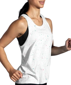 BROOKS Women's Distance Tank 2.0 (150 - White Speckle Print) -New balance-shop 3BB63EAA 1003 45C4 AE36 B460525DD95A
