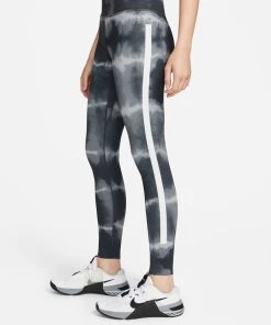 Nike Women's One Luxe Mid-Rise Printed Leggings (010 - Black/White/Clear) -New balance-shop 3ED2C271 7A3C 4288 81A6 16A85B9E6367