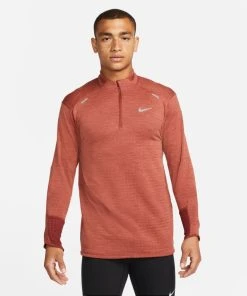 Nike Men's Therma-Fit Repel Element 1/2 Zip Running Top (670 - Redstone/Sport Spice/Heather/Reflective Silver)