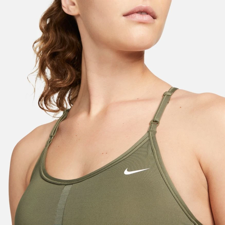 Nike Women's DRI-FIT Indy Sports Bra (222 - Medium Olive/White) 3 Nike Women's DRI-FIT Indy Sports Bra (222 - Medium Olive/White) - Image 3