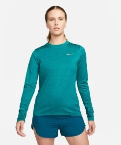 Nike Women's DRI-FIT Element Running Crew (460 - Valerian Blue/Reflective Silver)