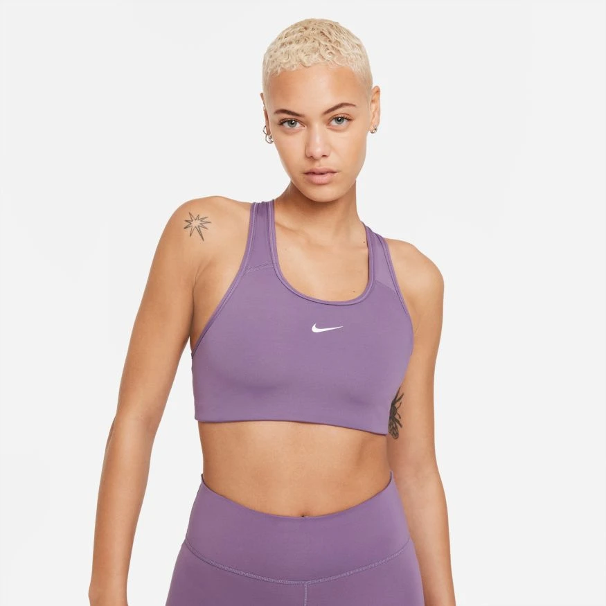 Nike Women’s Swoosh Medium-Support Padded Bra (574 - Amethyst Smoke/White) 1 Nike Women’s Swoosh Medium-Support Padded Bra (574 - Amethyst Smoke/White)