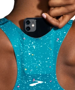 BROOKS Women's Drive 3 Pocket Run Bra (464 - Lagoon Speckle Print) -New balance-shop 7112031A C9B7 46A1 BC34 EB99B06F0151