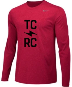 Nike Men’s TCRC Block Bolt Legend Long Sleeve Tee (657 - University Red/Cool Grey)