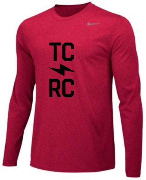 Nike Men’s TCRC Block Bolt Legend Long Sleeve Tee (657 - University Red/Cool Grey) 1 Nike Men’s TCRC Block Bolt Legend Long Sleeve Tee (657 - University Red/Cool Grey)