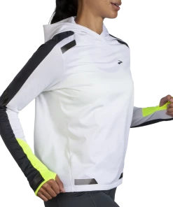 BROOKS Women's Run Visible Thermal Hoodie (134 - White/Asphalt/Nightlife) -New balance-shop 7340F411 7BF5 45B3 97D0 DF94038E4AB9