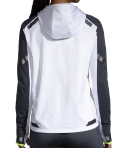 BROOKS Women's Run Visible Thermal Hoodie (134 - White/Asphalt/Nightlife) -New balance-shop 73BF5185 4921 4D6B 9E10 3914215E0484