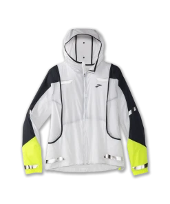 BROOKS Women's Run Visible Convertible Jacket (134 - White/Asphalt/Nightlife)