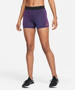 Nike Women's Aeroswift Tight Running Shorts (551 - Bright Purple/Black/Bright Crimson)