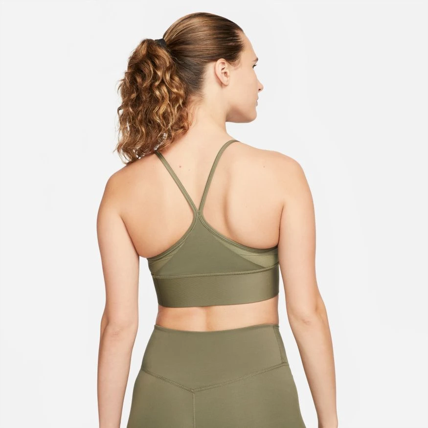 Nike Women's DRI-FIT Indy Sports Bra (222 - Medium Olive/White) 2 Nike Women's DRI-FIT Indy Sports Bra (222 - Medium Olive/White) - Image 2