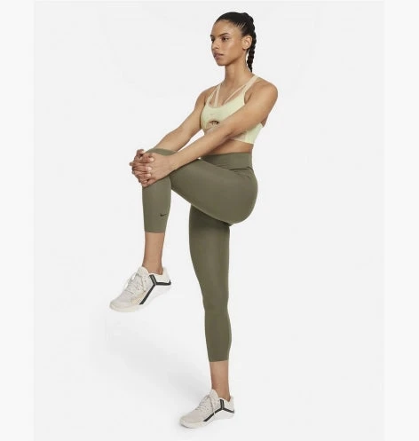 Nike Women's One Luxe Mid-Rise Crop Leggings (222 -Medium Olive Green) 2 Nike Women's One Luxe Mid-Rise Crop Leggings (222 -Medium Olive Green) - Image 2