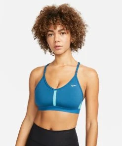 Nike Women’s DRI-FIT Indy Sports Bra (404 - Marina/Washed Teal/Marina/White)