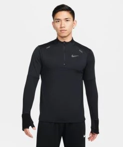 Nike Men's Therma-Fit Repel Element 1/2 Zip Running Top (010 - Black/Reflective Silver)