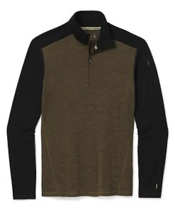 Smartwool Men’s Merino 250 Baselayer 1/4 Zip (Military Olive/Heather Black)