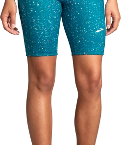 BROOKS Women's Method 8" Short Tight (486 - Lagoon Speckle Print/Lagoon)