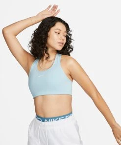 Nike Women’s Swoosh Medium-Support Padded Bra (442 - Ocean Bliss/White)