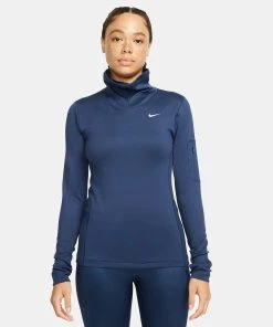 Nike Women’s Therma-Fit Pro Warm Scoop Neck Long Sleeve (410 - College Navy/Reflective Silver)