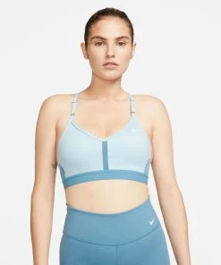 Nike Women’s DRI-FIT Indy Sports Bra (442 - Ocean Bliss/Noise Aqua/Noise Aqua/White)