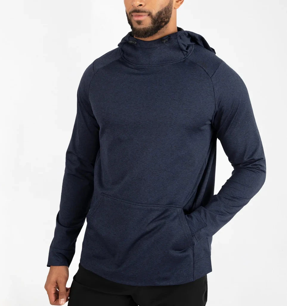 UNRL Men's Crossover Hoodie II (Heather Navy) 2 UNRL Men's Crossover Hoodie II (Heather Navy) - Image 2