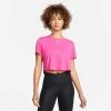 Nike Women's Dri-FIT One Standard Fit Short Sleeve Cropped Top (621 - Active Pink/White)
