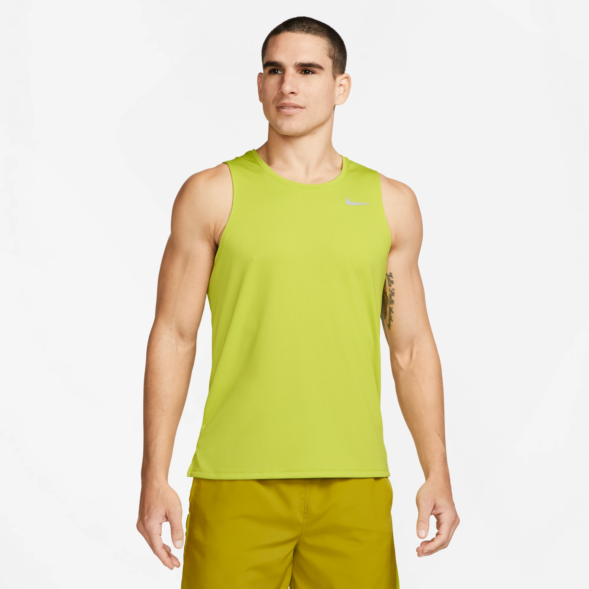 Nike Men's DRI-FIT Miler Running Tank (308 - Bright Cactus/Reflective Silver) 1 Nike Men's DRI-FIT Miler Running Tank (308 - Bright Cactus/Reflective Silver)