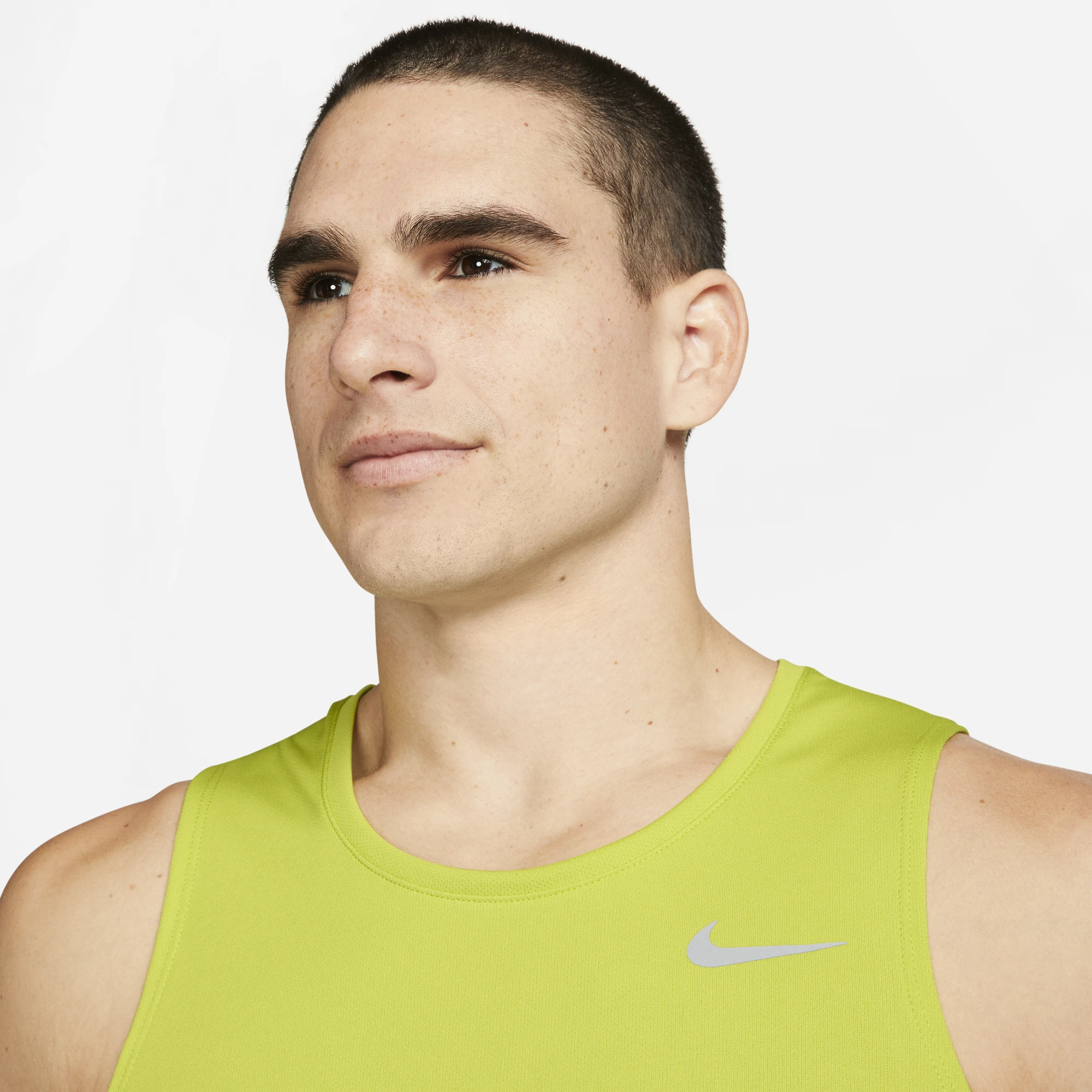 Nike Men's DRI-FIT Miler Running Tank (308 - Bright Cactus/Reflective Silver) 3 Nike Men's DRI-FIT Miler Running Tank (308 - Bright Cactus/Reflective Silver) - Image 3