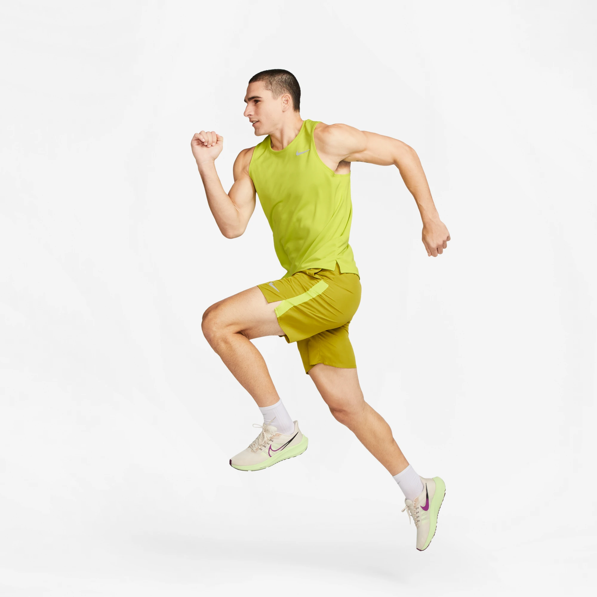 Nike Men's DRI-FIT Miler Running Tank (308 - Bright Cactus/Reflective Silver) 5 Nike Men's DRI-FIT Miler Running Tank (308 - Bright Cactus/Reflective Silver) - Image 5