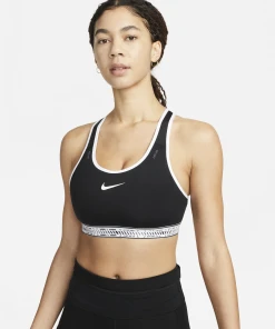 Nike Women's Swoosh On The Run Bra (010 - Black/White/Black/White)