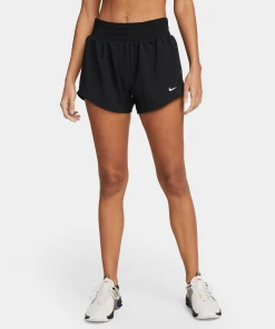 Nike Women's DRI-FIT One Mid-Rise 3" Shorts (010 - Black/Reflective Silver)