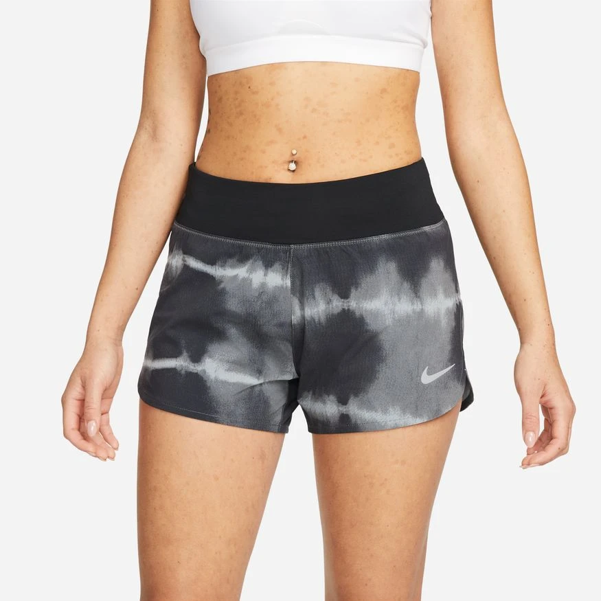 Nike Women's DRI-FIT Eclipse Mid-Rise Printed Running Shorts (010 - Black/White) 1 Nike Women's DRI-FIT Eclipse Mid-Rise Printed Running Shorts (010 - Black/White)