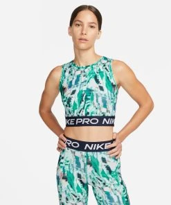 Nike Women’s Pro DRI-FIT Printed Tank (365 - Malachite/Obsidian)