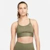 Nike Women's DRI-FIT Indy Sports Bra (222 - Medium Olive/White)